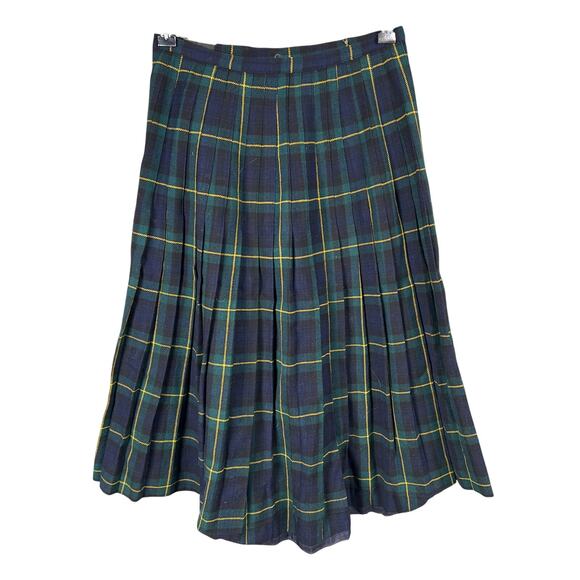 Vintage Scottish Export Mosbrook Green Plaid Ladies Tartan Kilt *Broken Clip* - Picture 2 of 6